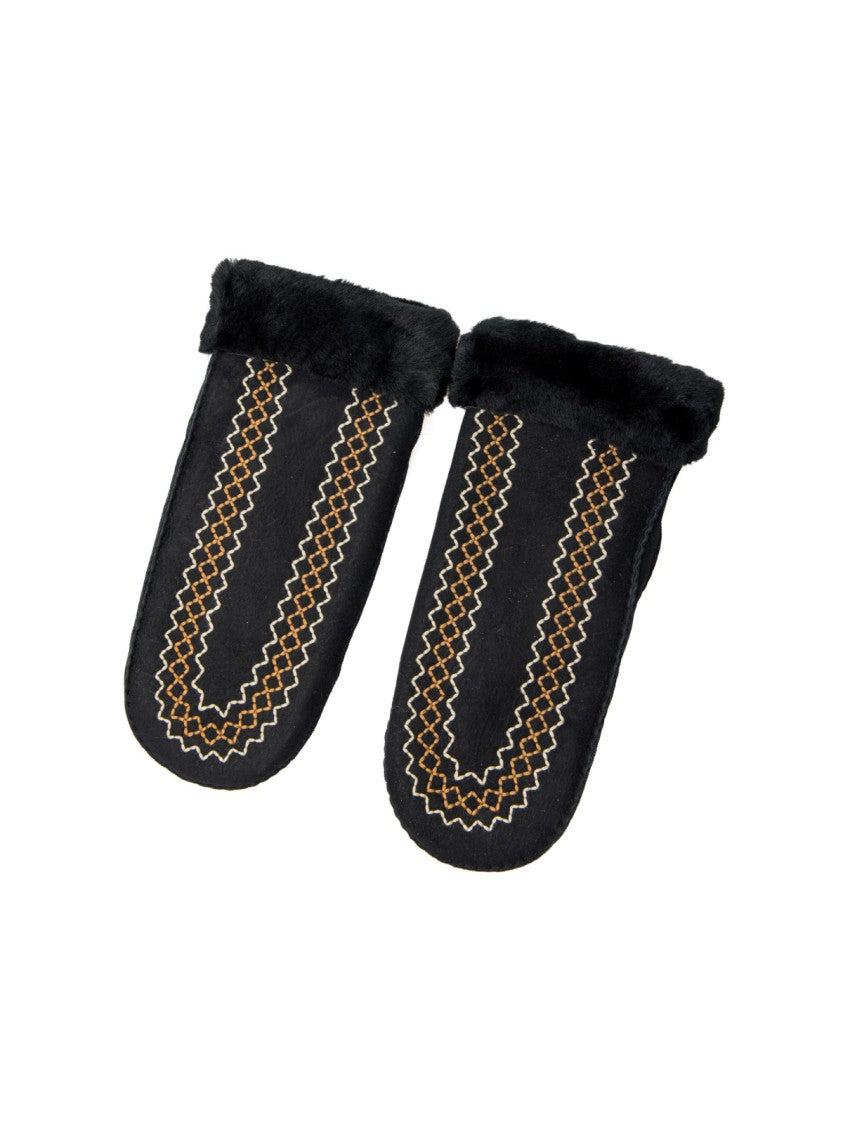 Ugg Atherson Embroidered Sheepskin Mitten Gloves