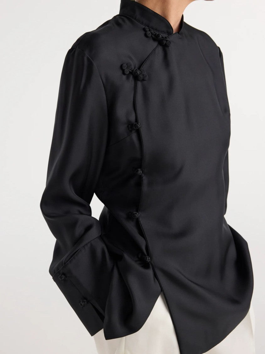 Róhe Black Silk Pankou Top