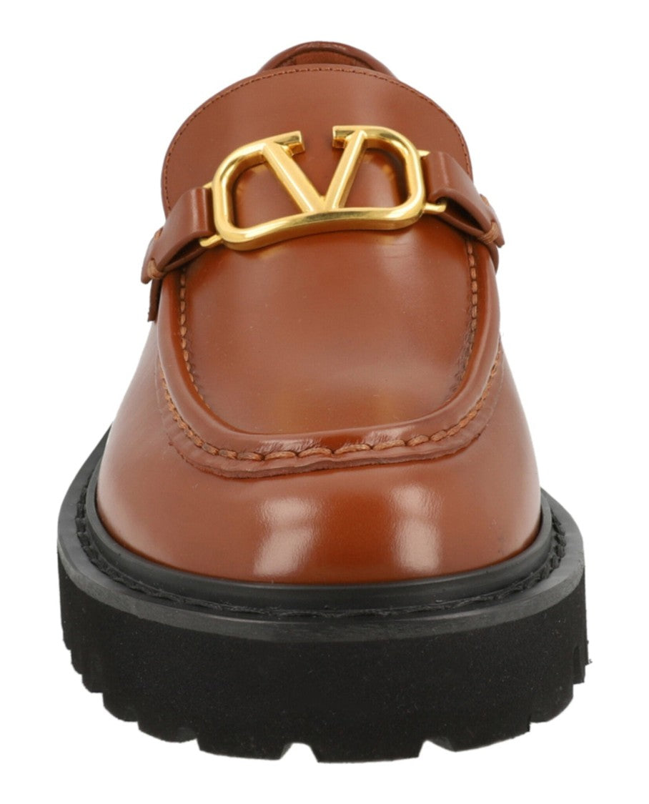 Valentino Vlogo Signature Glossed-Leather Loafers