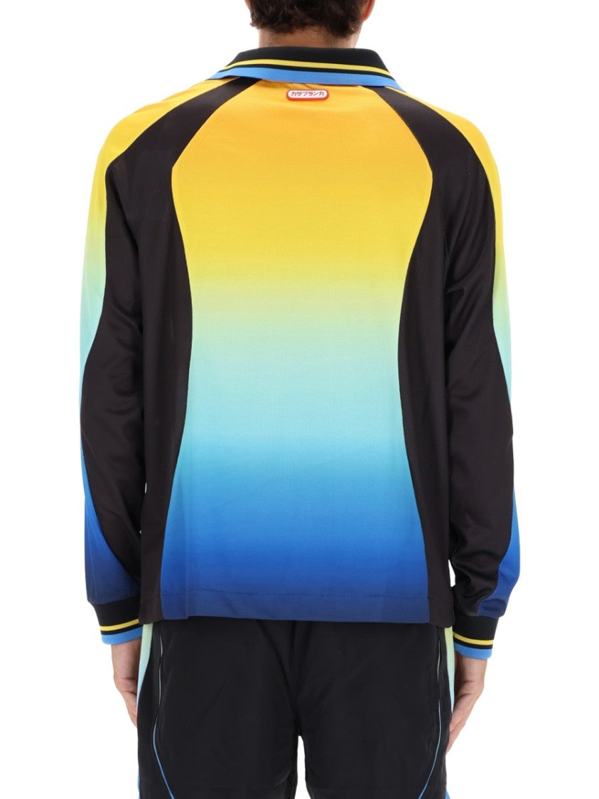 Casablanca Gradient Long-Sleeve Top With Sporty Accents