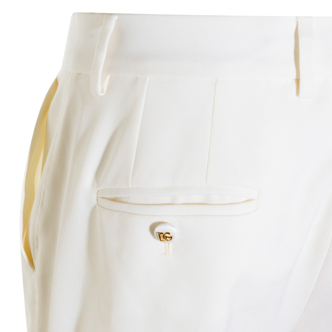 Dolce & Gabbana White Wool Straight-Leg Pants