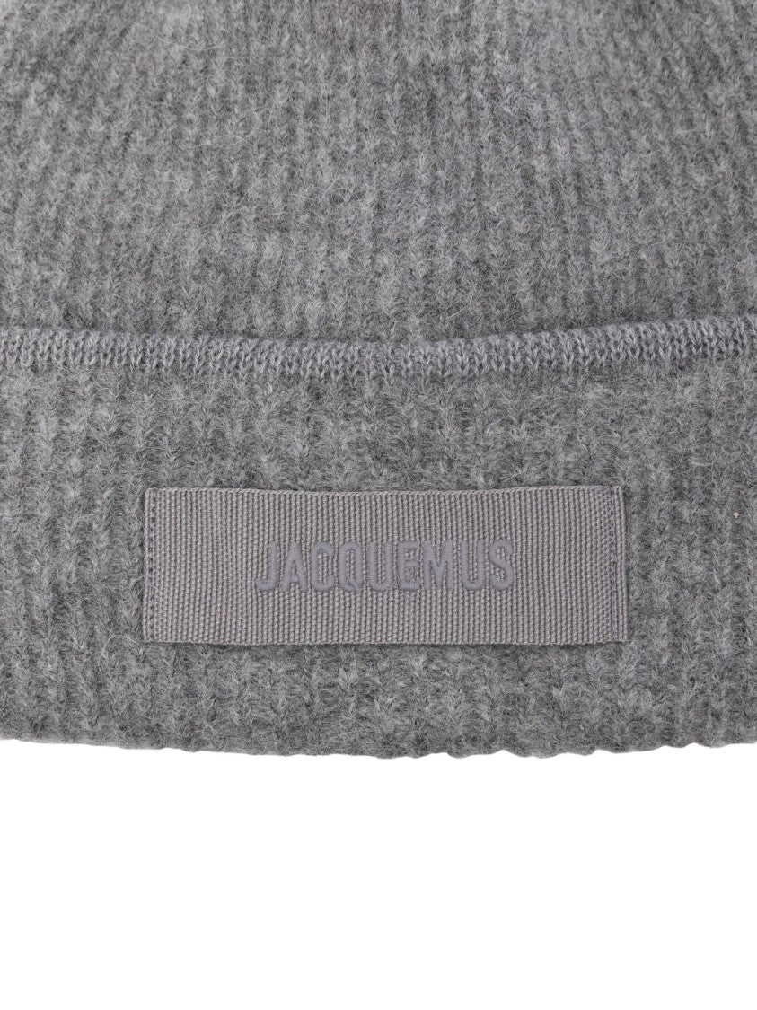 Jacquemus Gros Grain Ribbed Knit Grosgrain Label Beanie