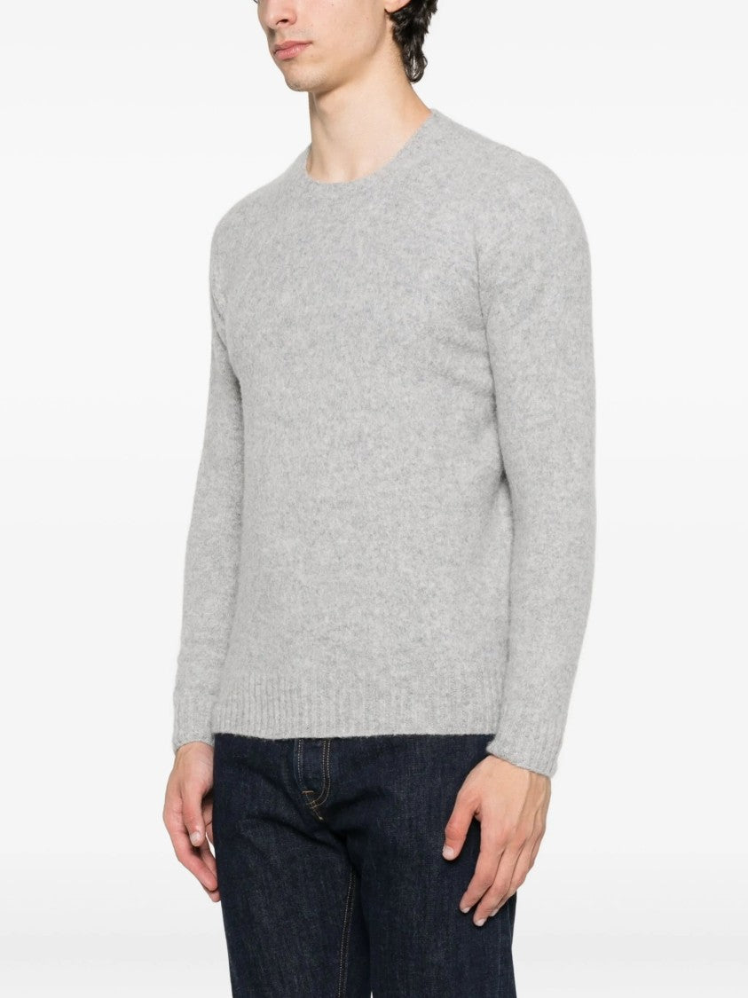 Drumohr Garzato Grey Fuzzy Crewneck Sweater