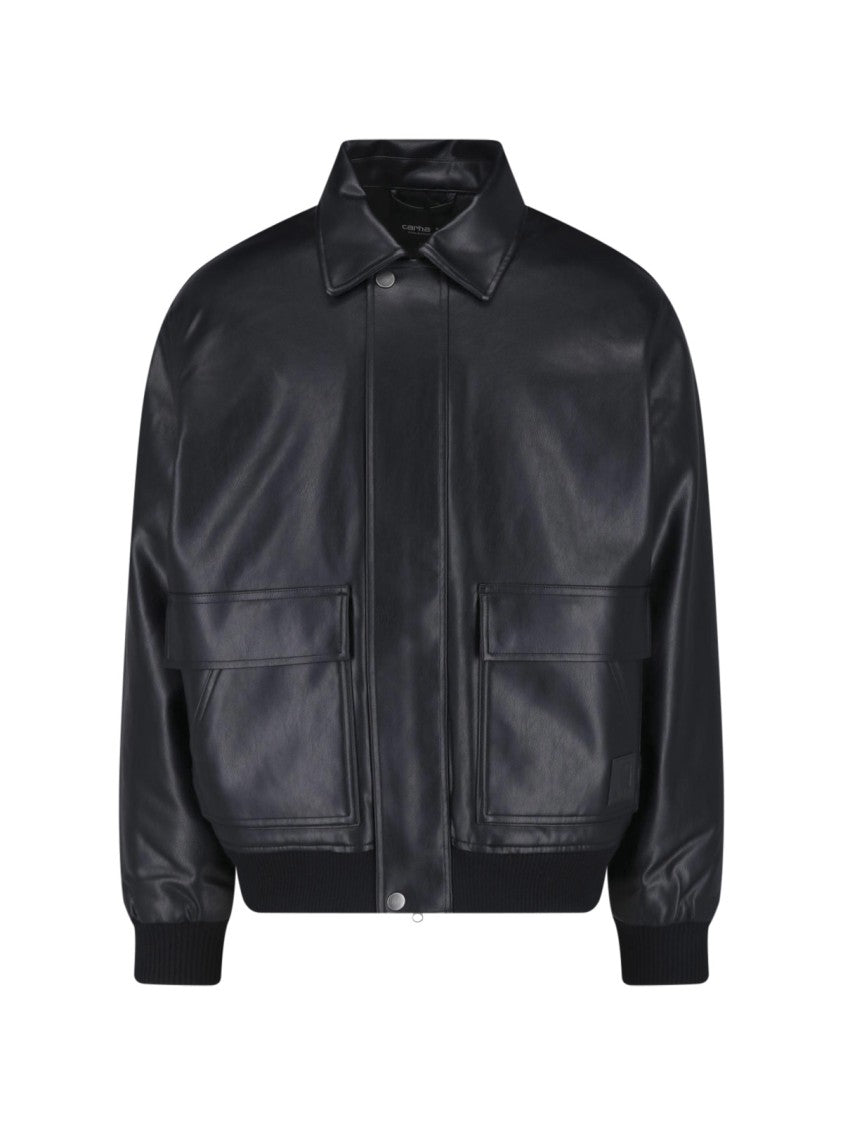 Carhartt Wip Black Arizona Zip Faux Leather Jacket