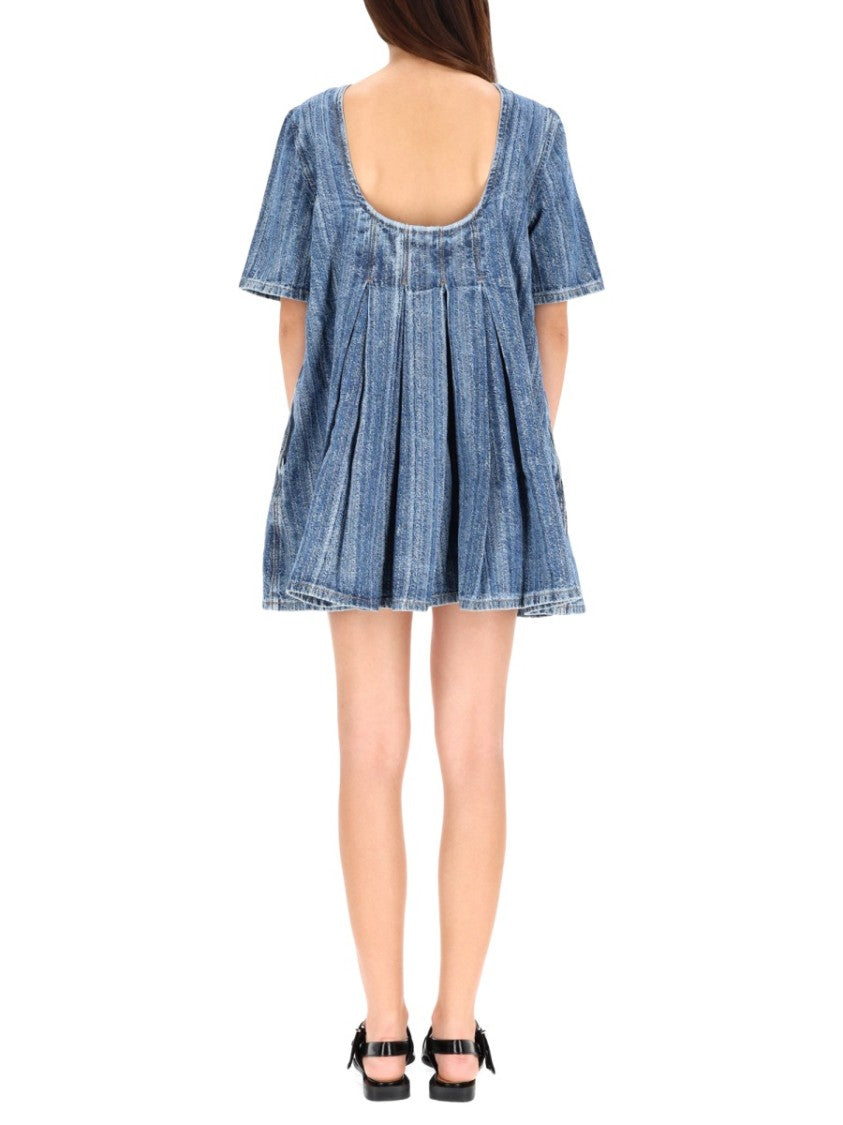 Ganni Flared Mini Denim Dress