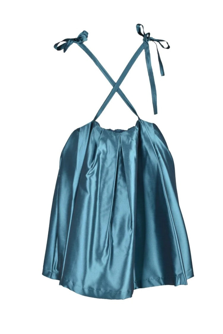 Feminista Blue Satin Polyester Mini Dress