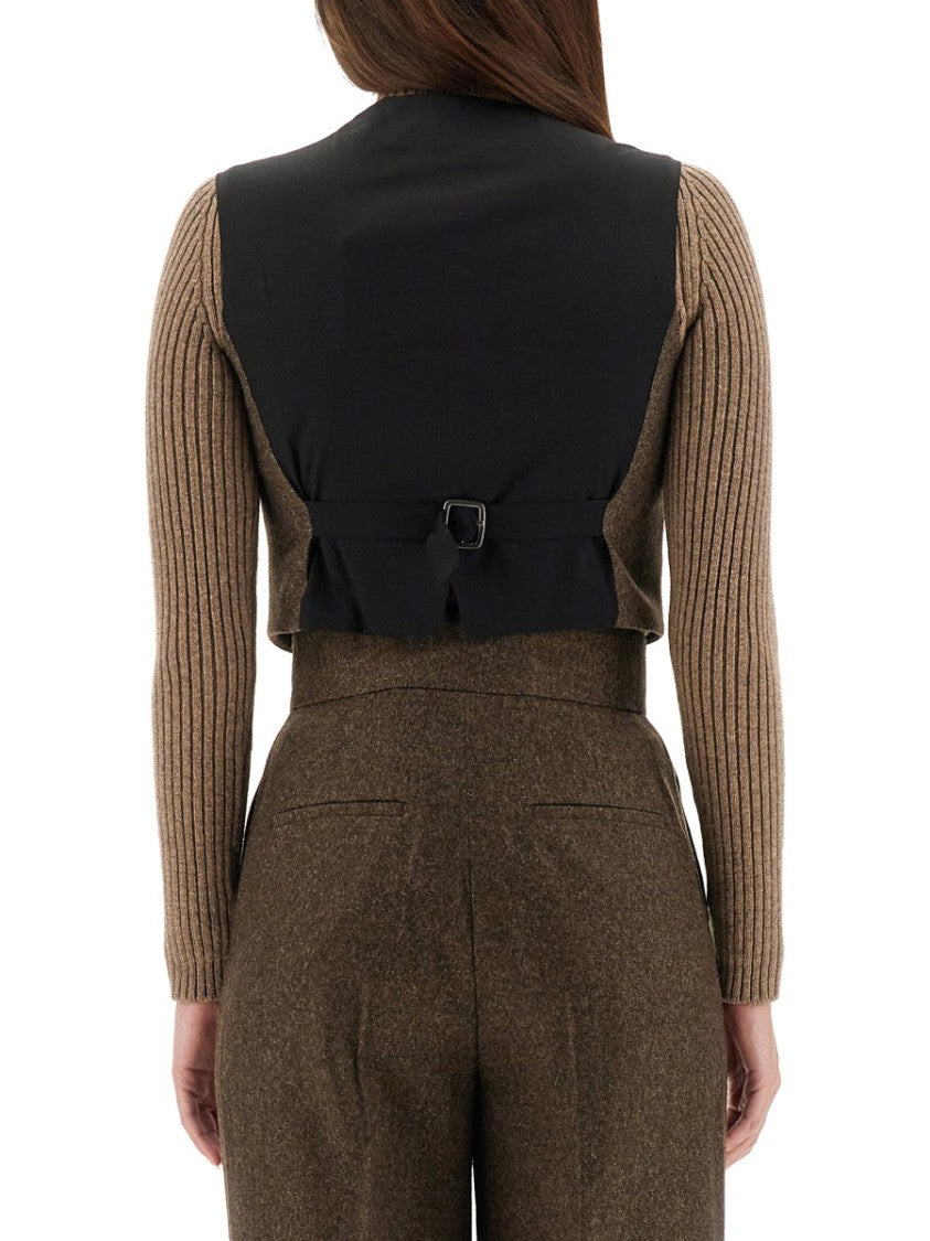 Max Mara Cropped Tailored Vest With Button Closure And Adjustable Strap