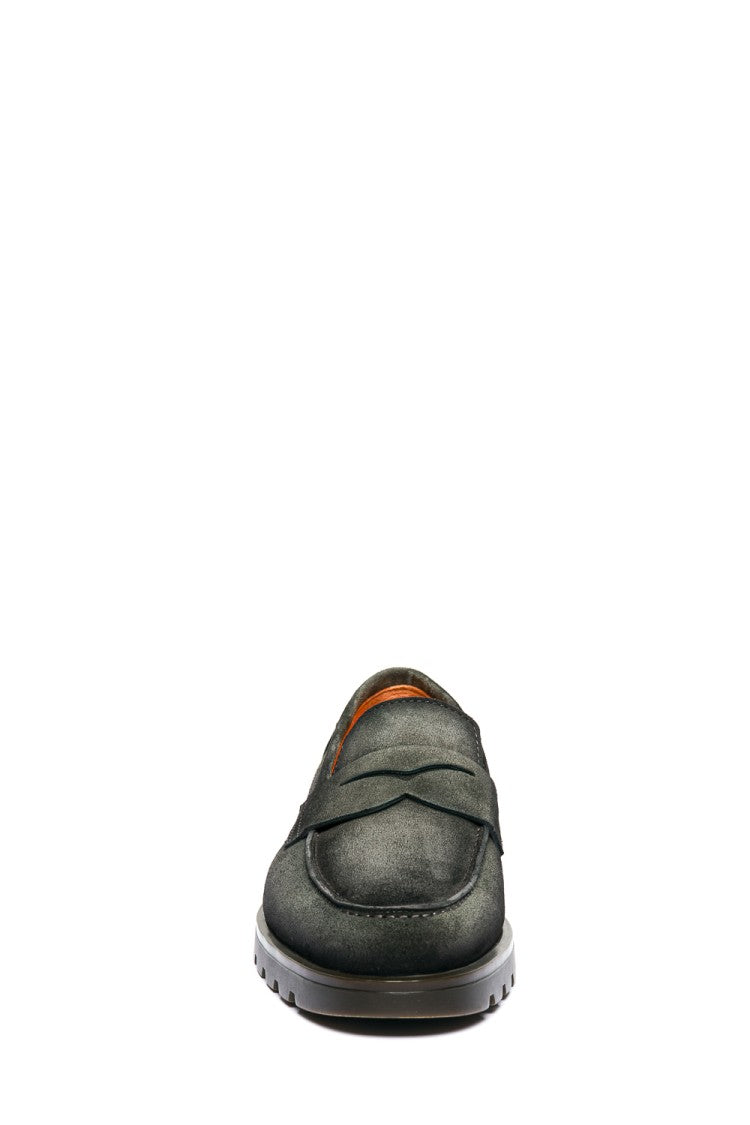 Santoni Suede Moccasins With Rubber Sole