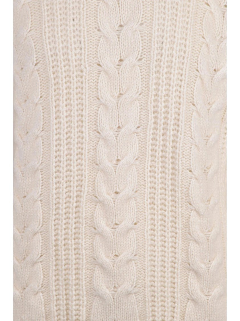 Eleventy Cashmere Silk Blend High Neck Sweater With Textured Knit