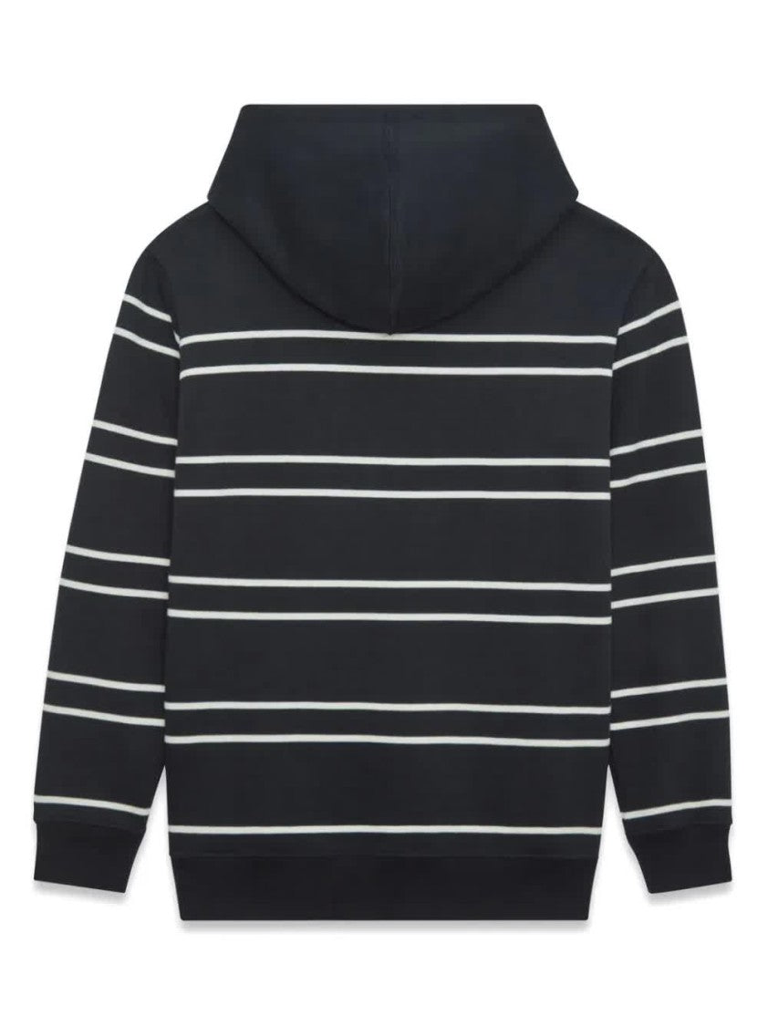 Saint Laurent Black Hoodie Horizontal Stripe Hoodie