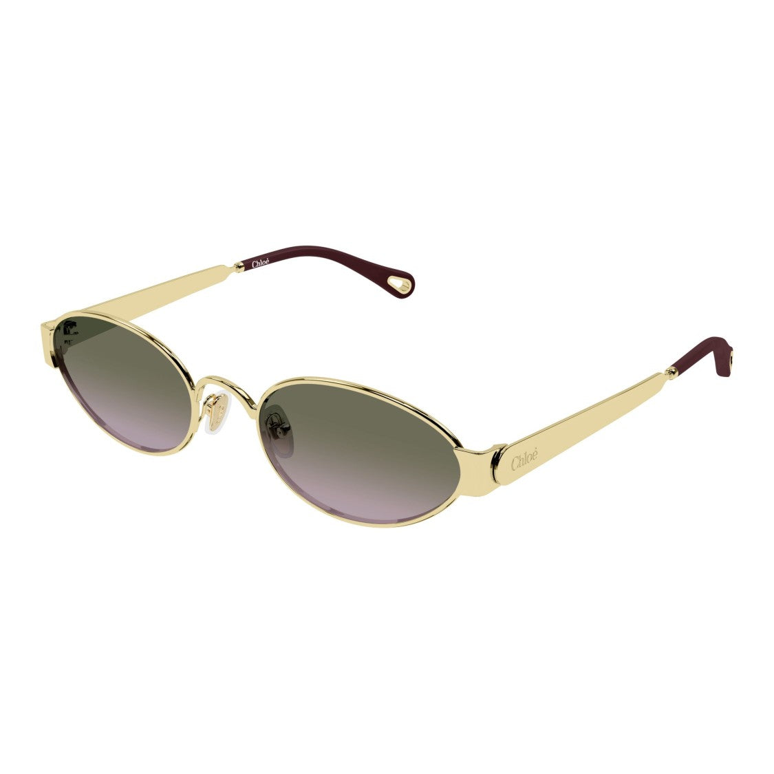 Chloé Oval Metal Sunglasses With Gold Finish