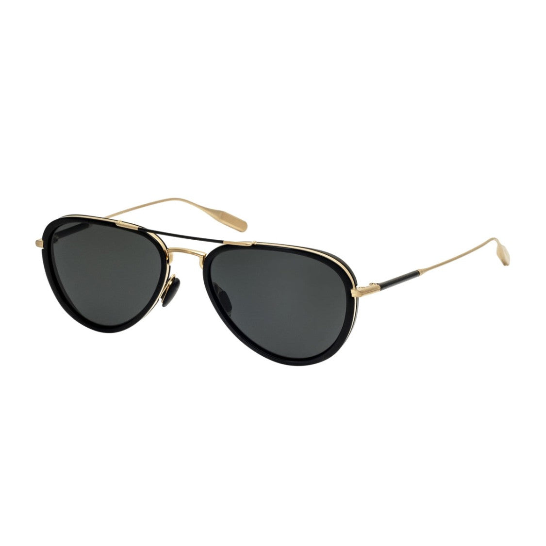 Masunaga Black Titanium-Acetate Aviator Sunglasses