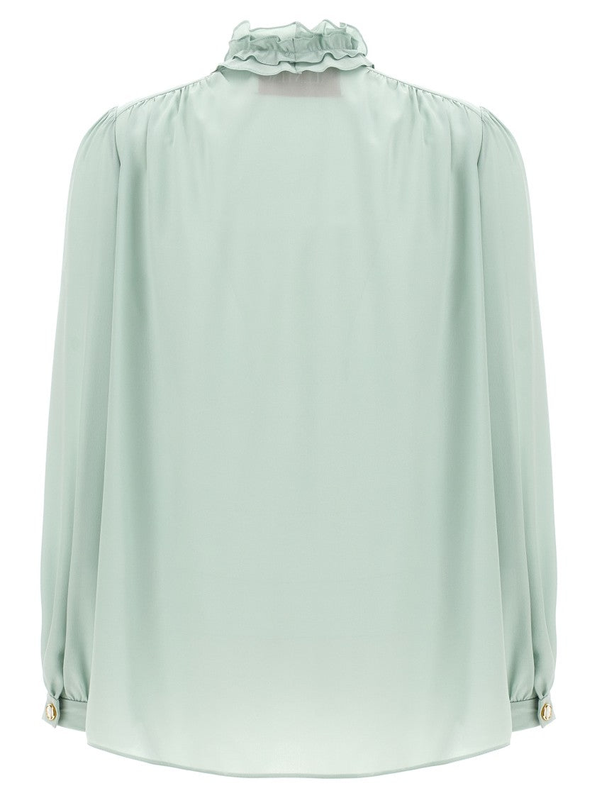 Valentino Garavani Silk Crepe De Chine Lavallière Shirt With Ruffled Sash