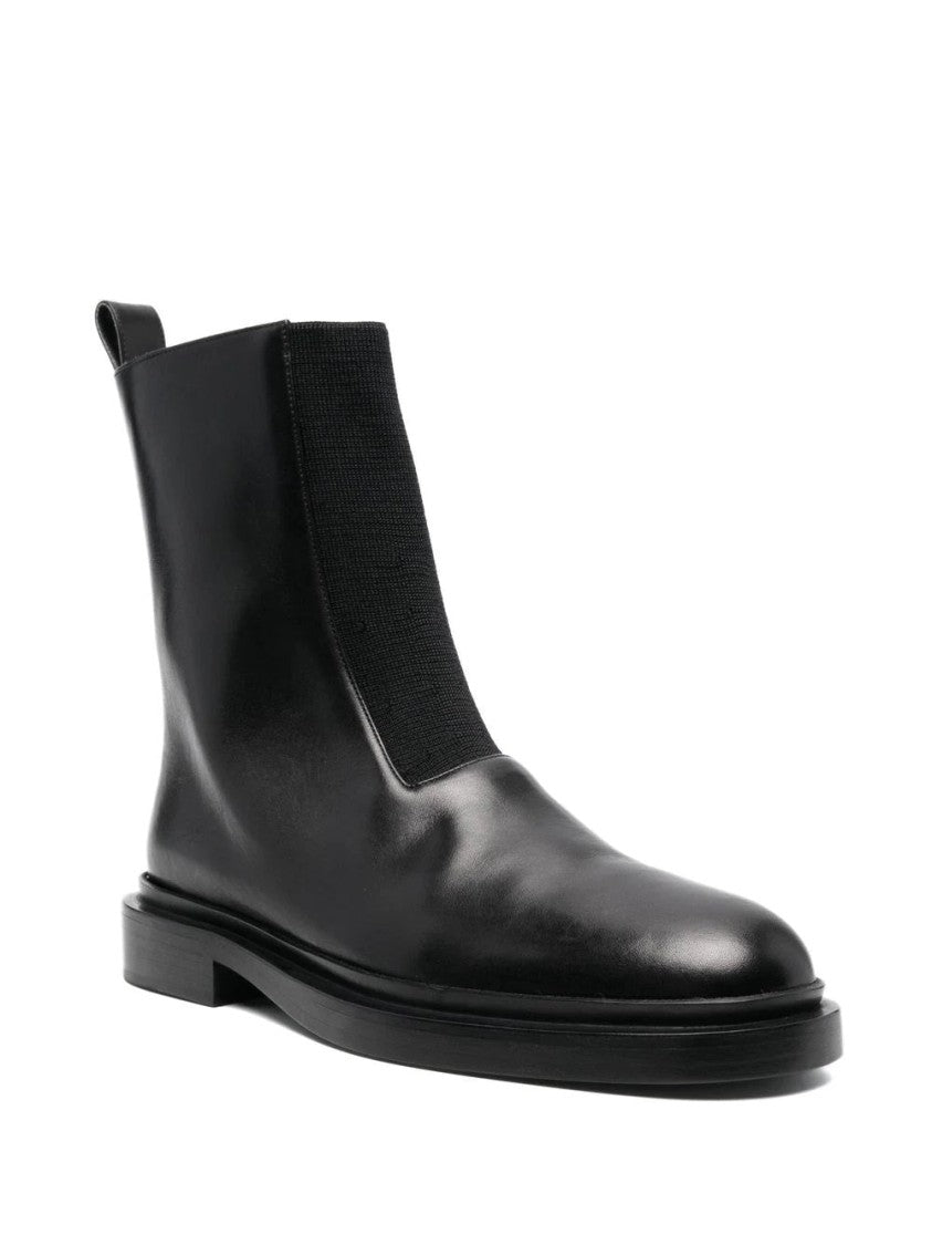 Jil Sander Refined Black Leather Ankle Boots With Minimalist Design