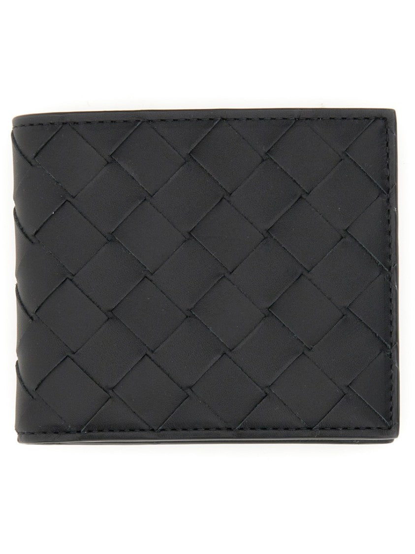 Bottega Veneta Compact Bi-Fold Wallet With Woven Leather Design