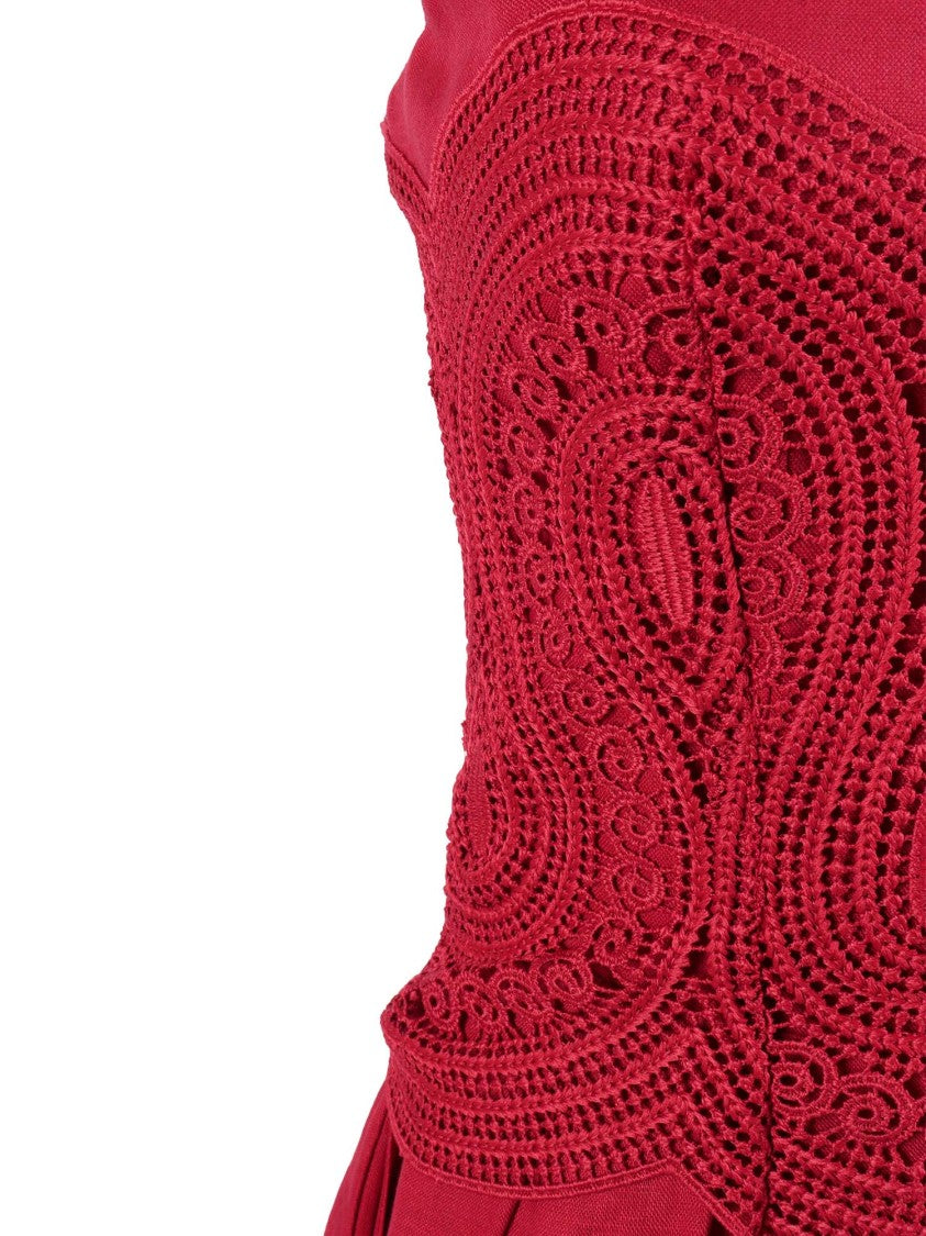 Clips Lace Detail Pleated Midi Dress