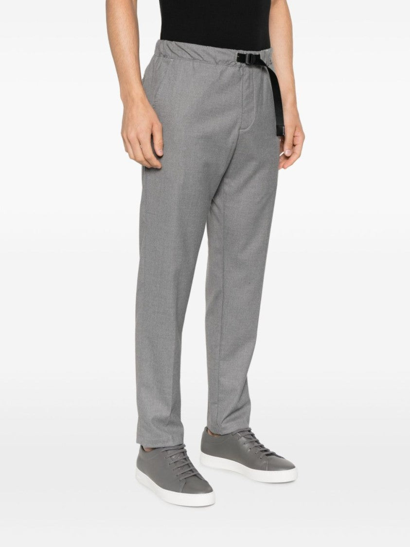 White Sand Straight Leg Trousers With Adjustable Waist