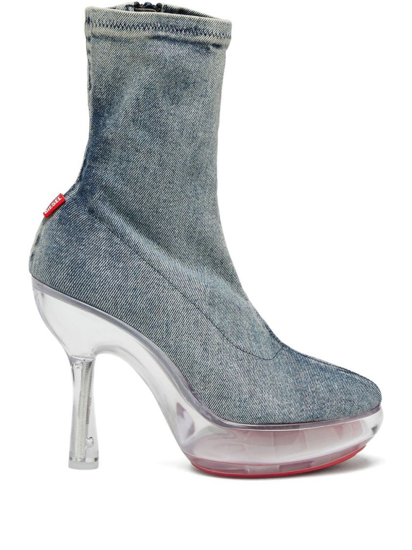 Diesel Ankle Boots In Blue Denim