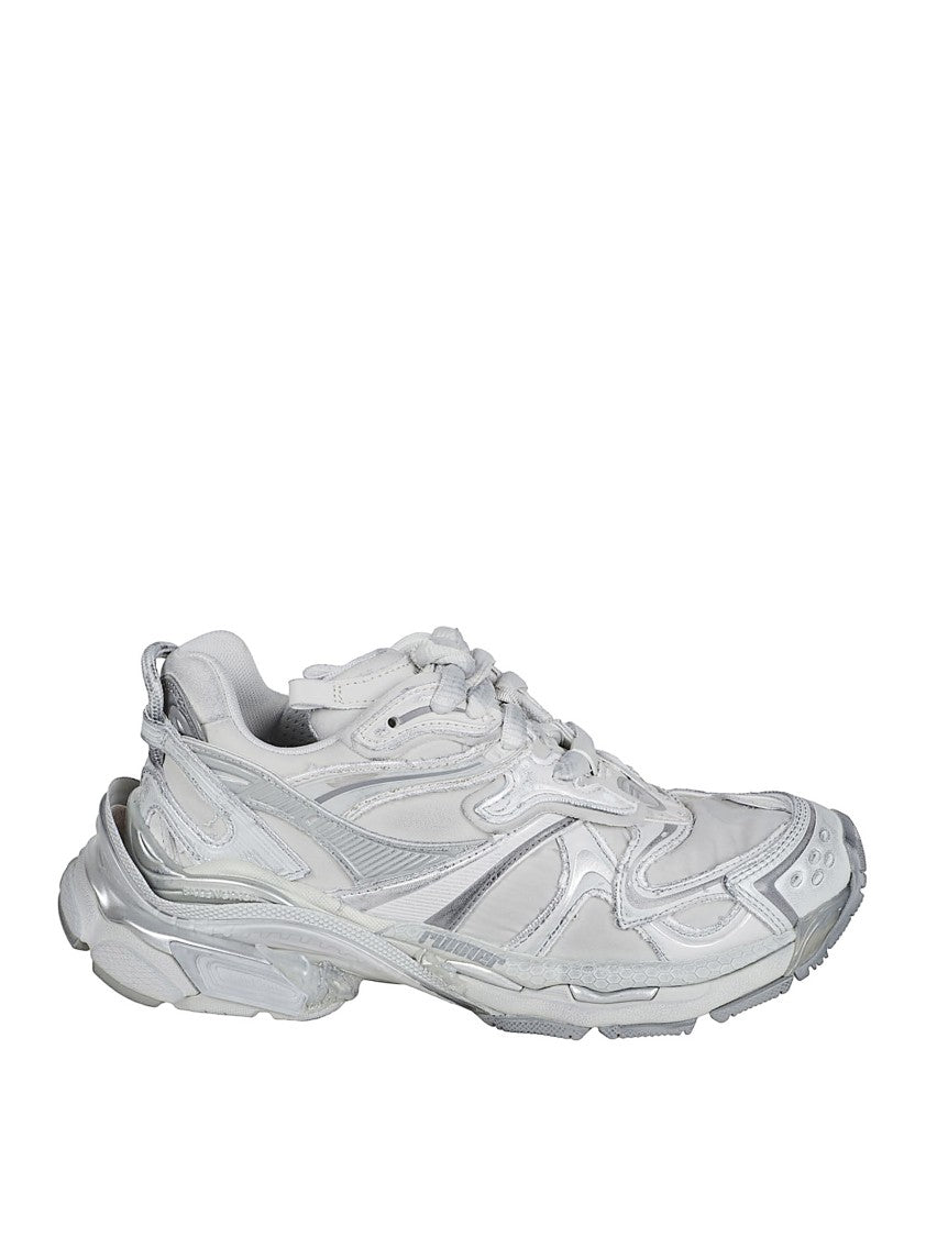 Balenciaga White Sneakers With Layered Panels