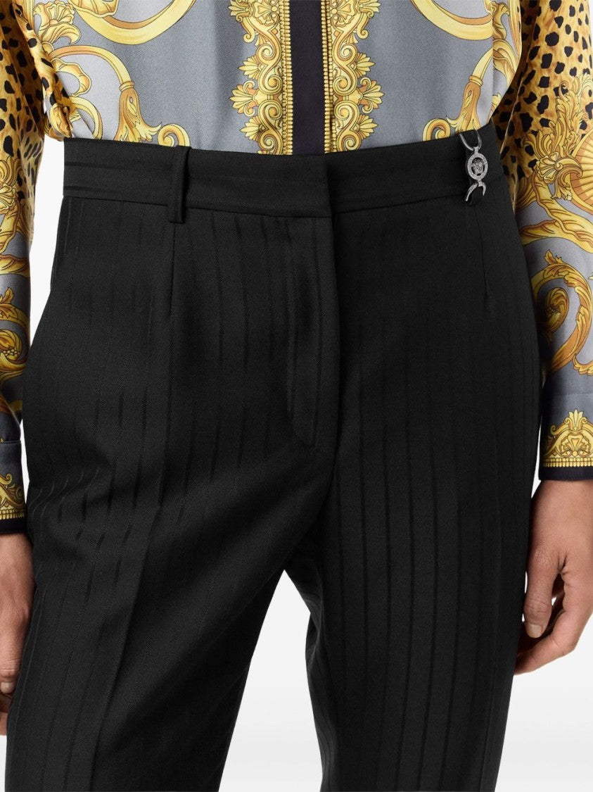 Versace Flared Black Trousers With High Waist