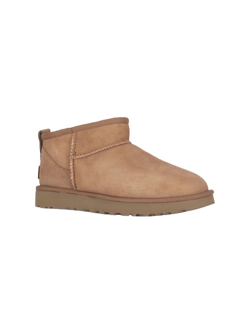 Ugg Beige Classic Ultra Mini Suede Shearling Boots