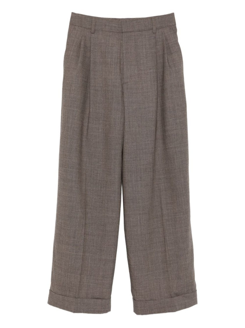 Soeur Cropped Wide-Leg Trousers With Textured Weave