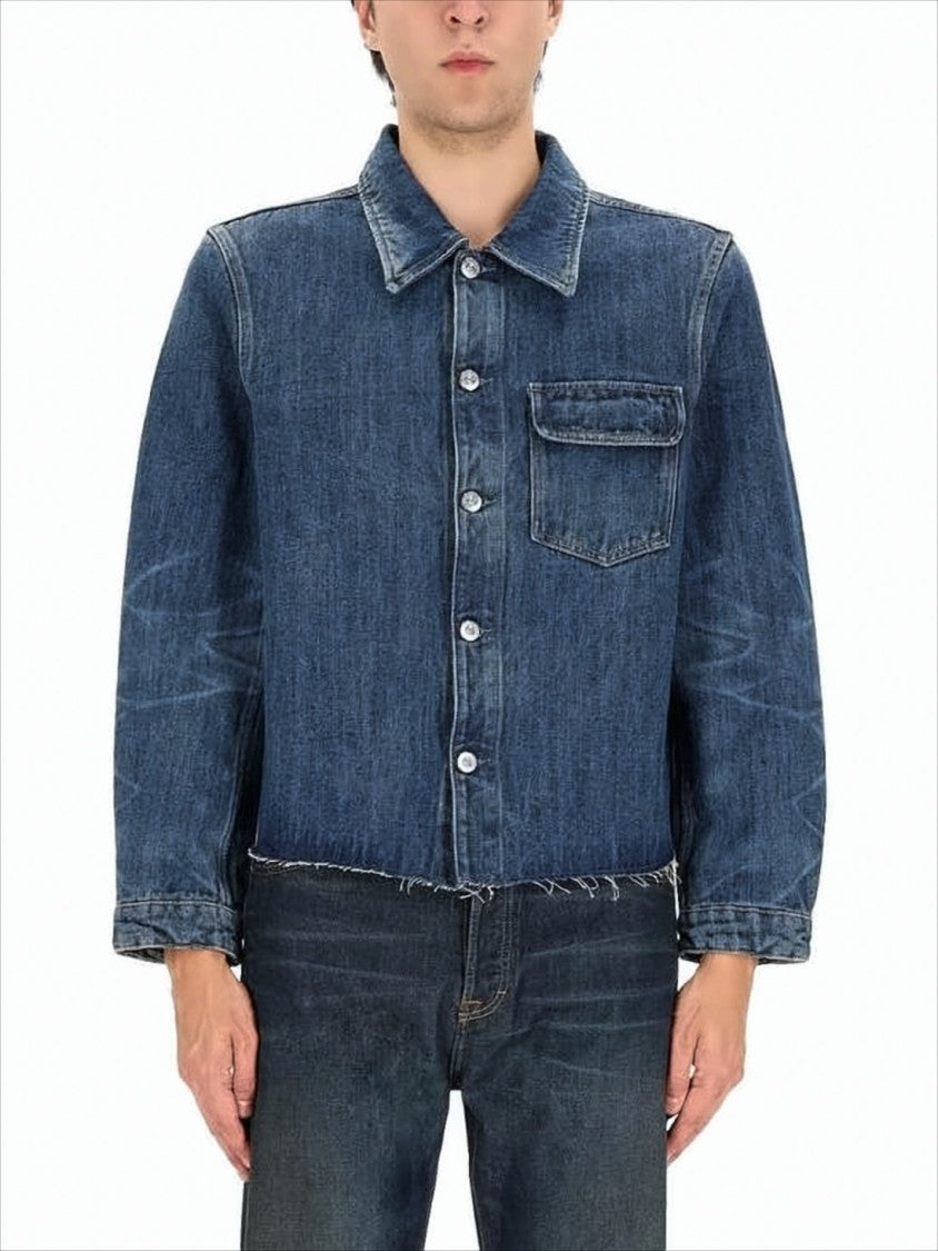 Our Legacy Cotton-Hemp Blend Denim Jacket With Cropped Fit