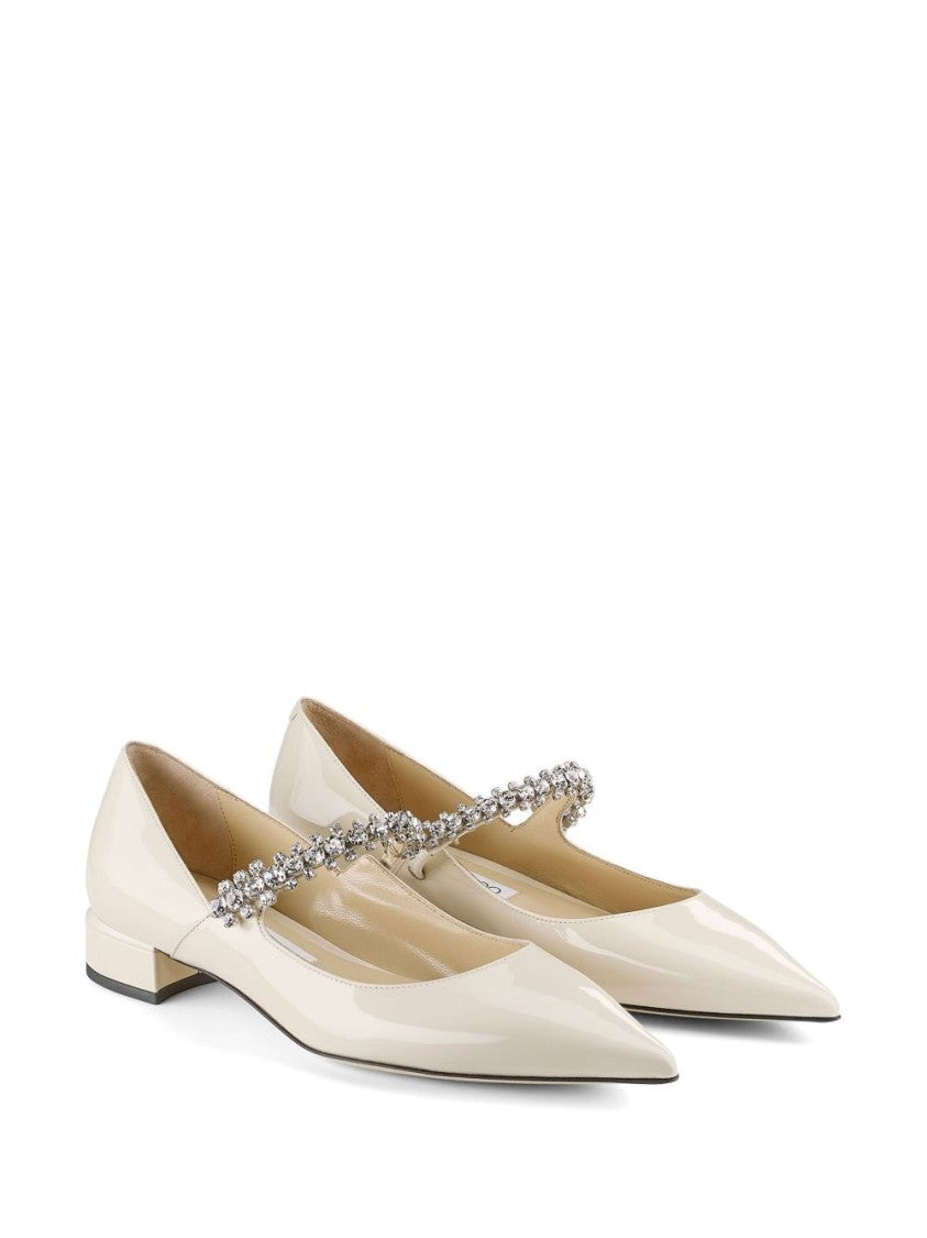 Jimmy Choo Pointed Toe Flats With Crystal Embellishments
