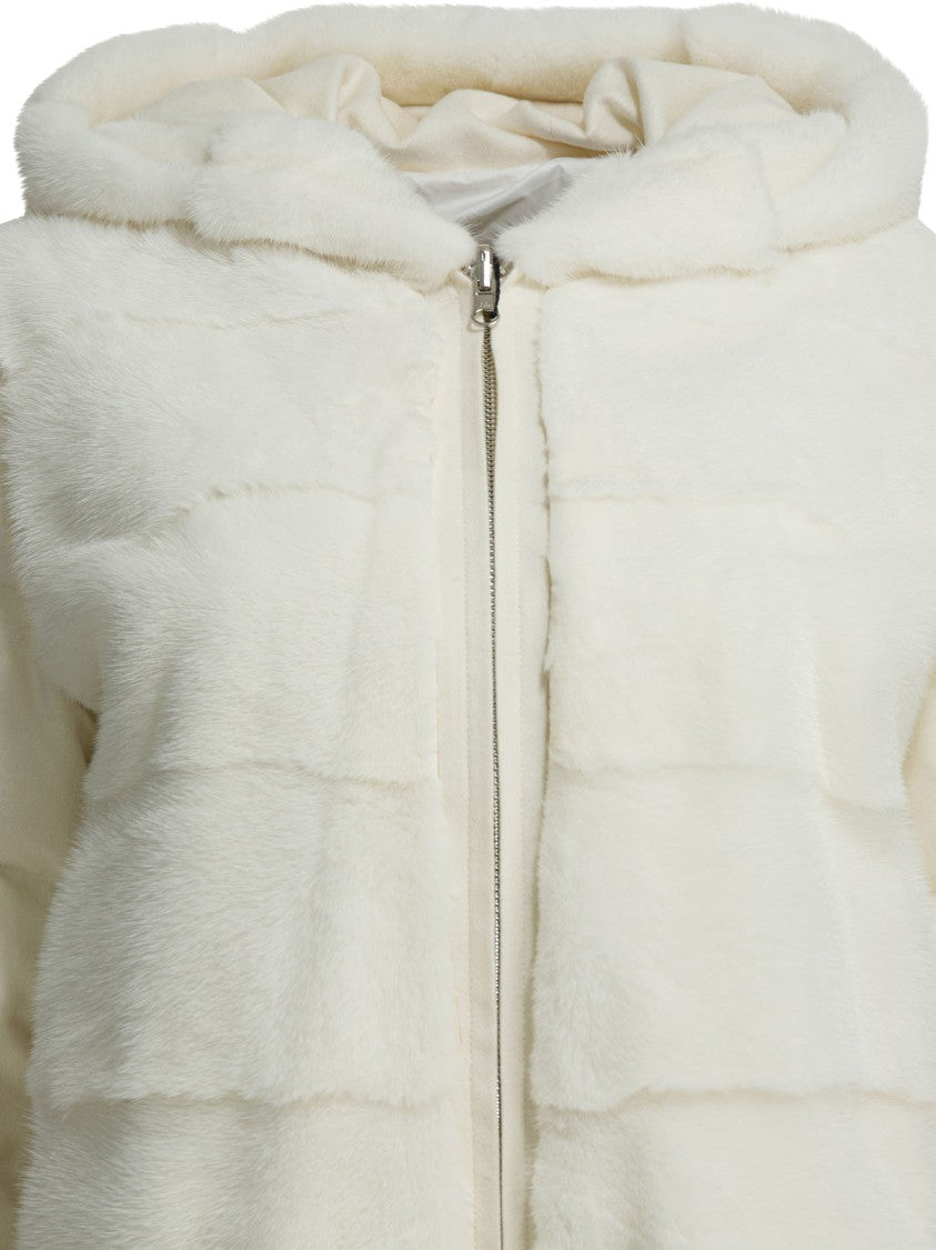 Camelia Mink-Front Silk And Cashmere Jacket
