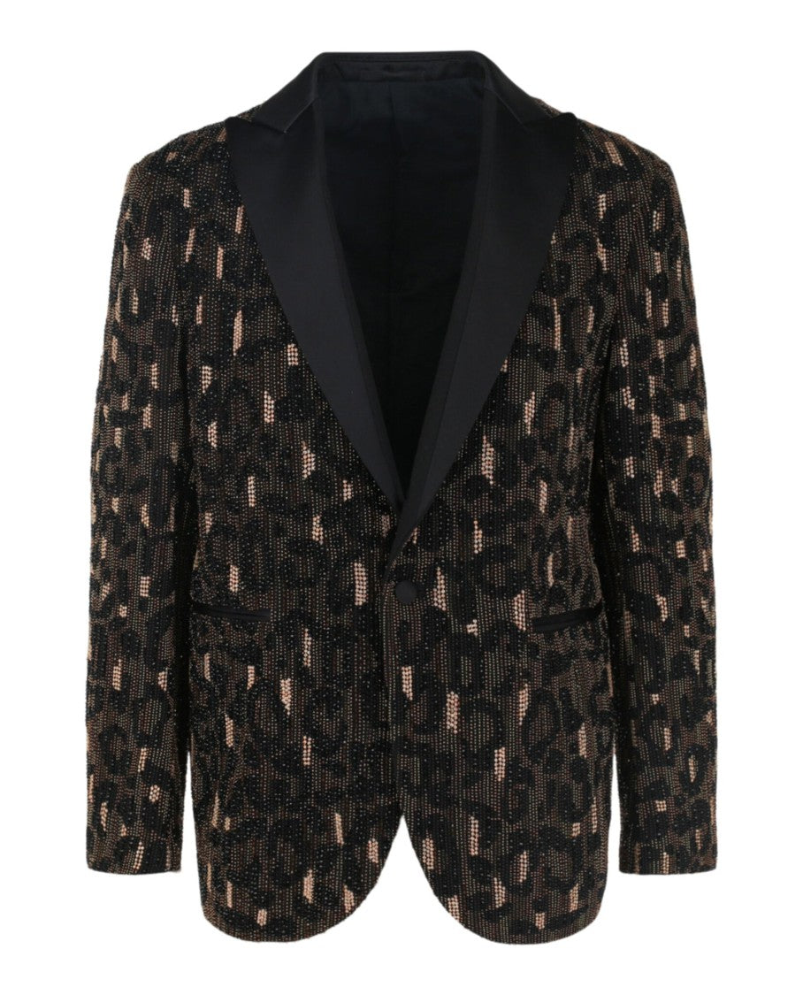 Versace Beaded Embellished Animal Patterned Blazer
