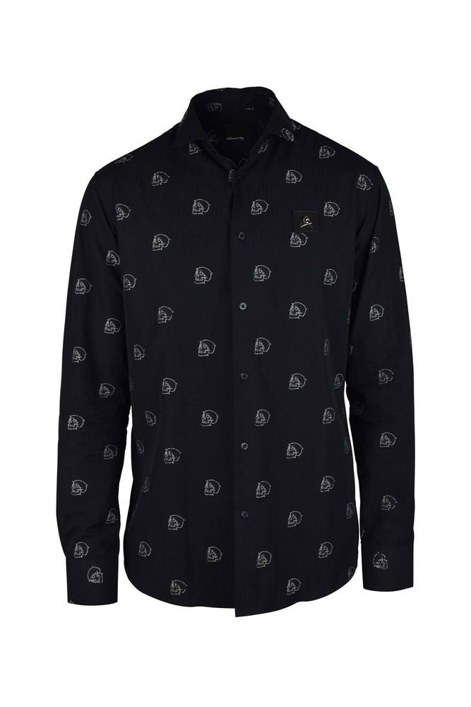 Philipp Plein Black Striped Cotton Shirt