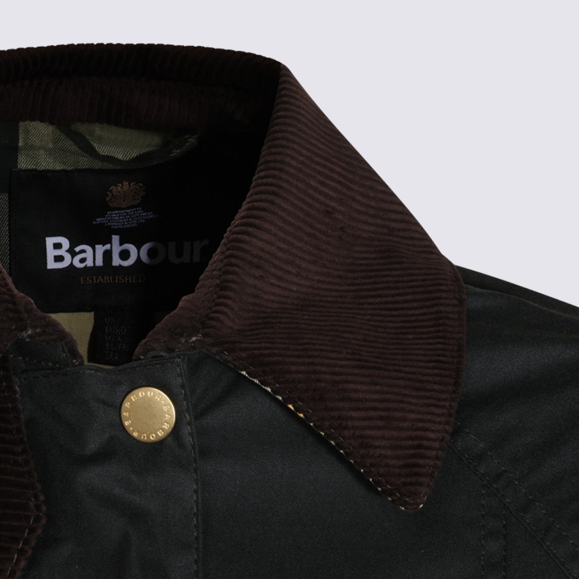 Barbour Black Cropped Corduroy-Collar Jacket