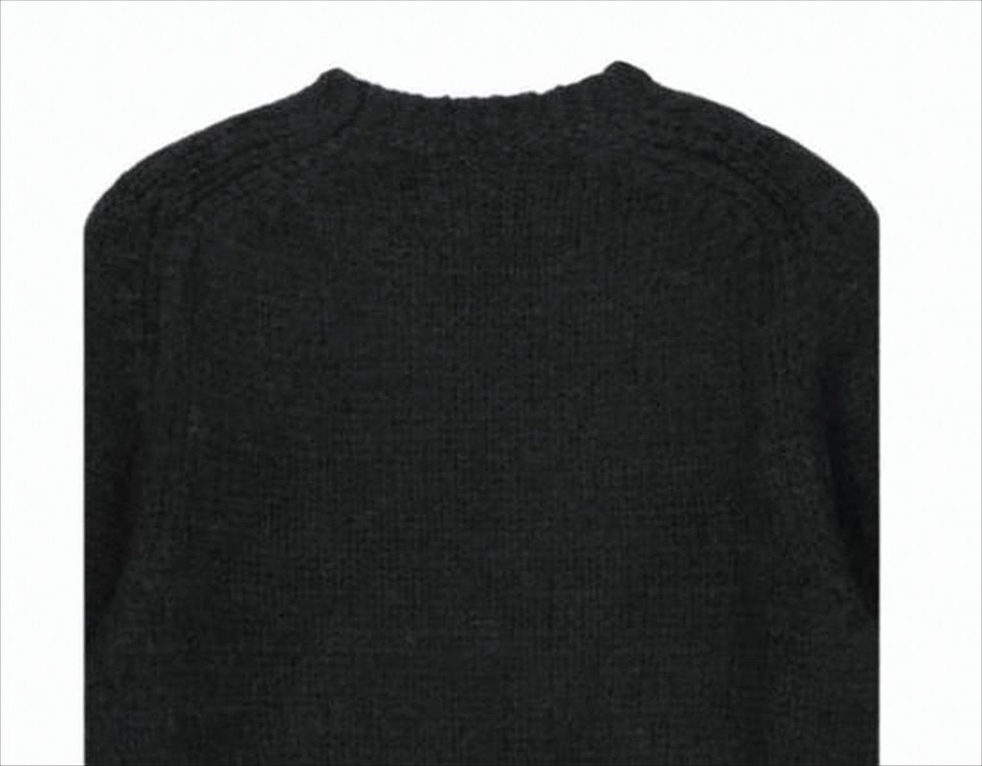 Jil Sander Textured Black Knit Sweater With Classic Crew Neckline