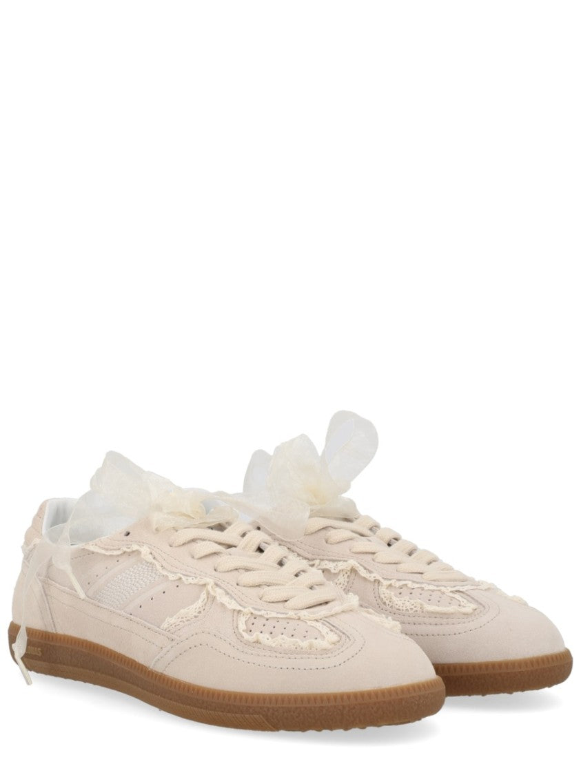 Alohas Beige Suede Organza Ribbon Sneakers