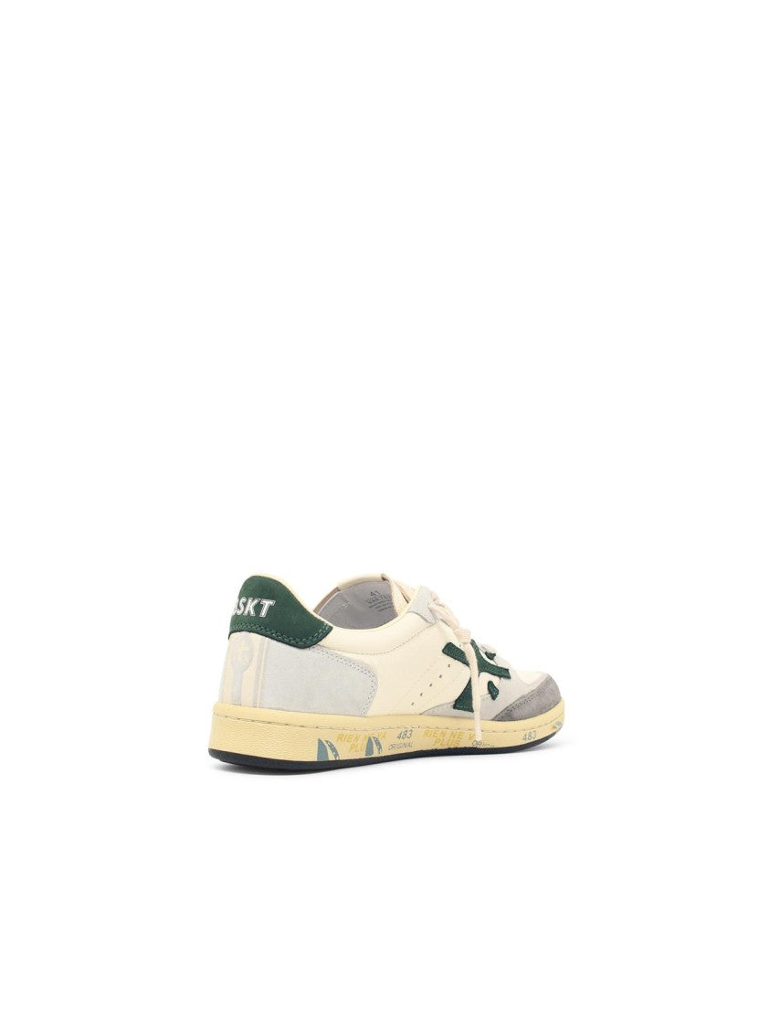 Premiata White Bskt Clay Leather Sneakers