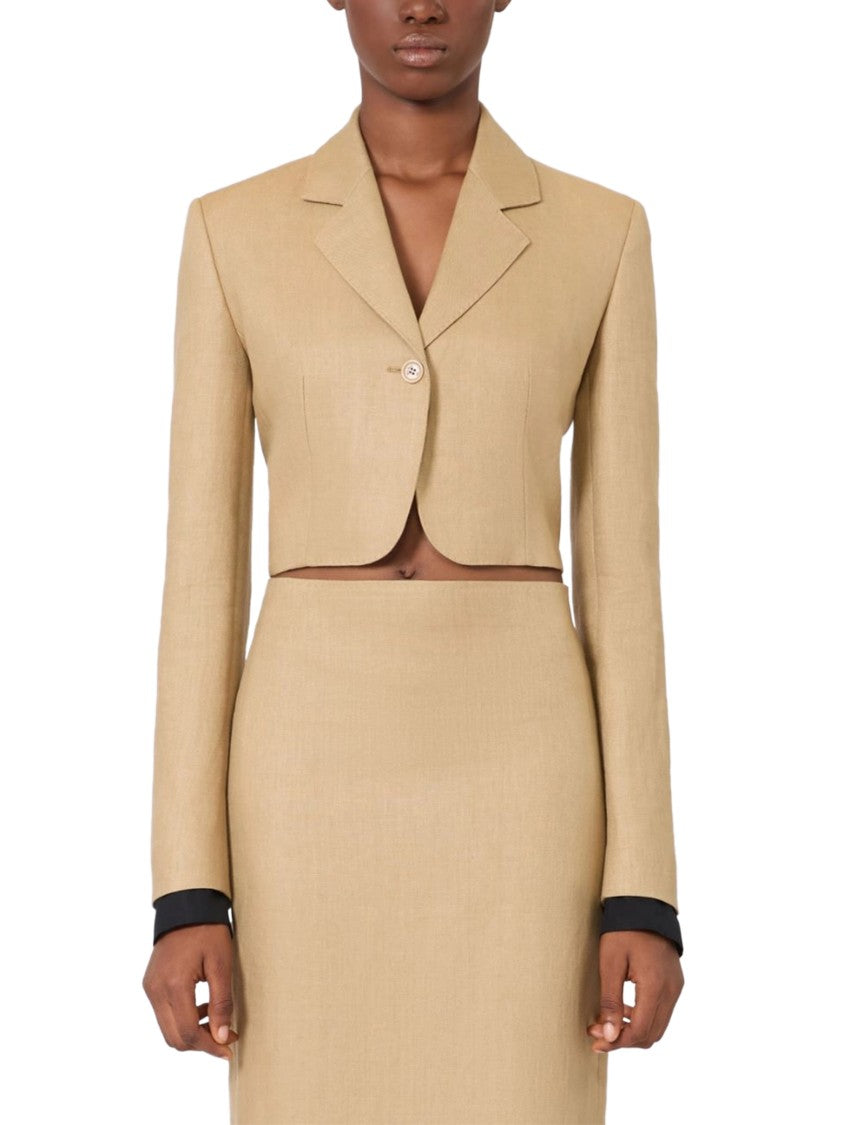 Max Mara Cropped Linen Jacket With Tailored Fit