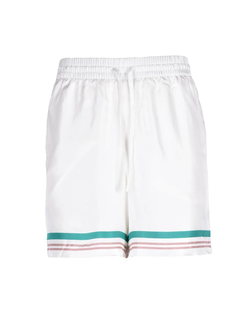 Casablanca Silk Shorts With Teal And Pink Accents