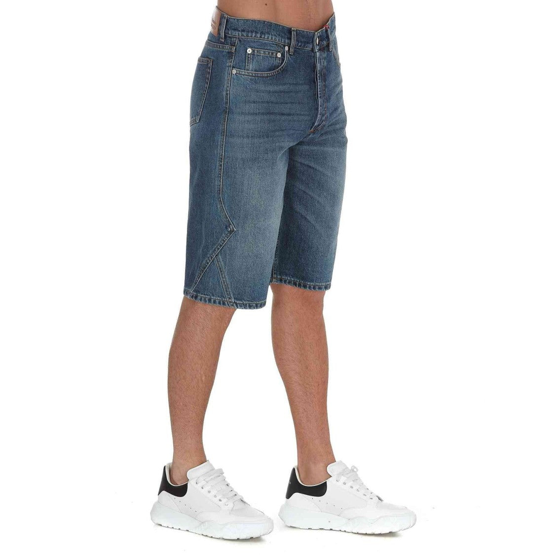 Alexander Mcqueen Classic Blue Denim Shorts With Five-Pocket Design