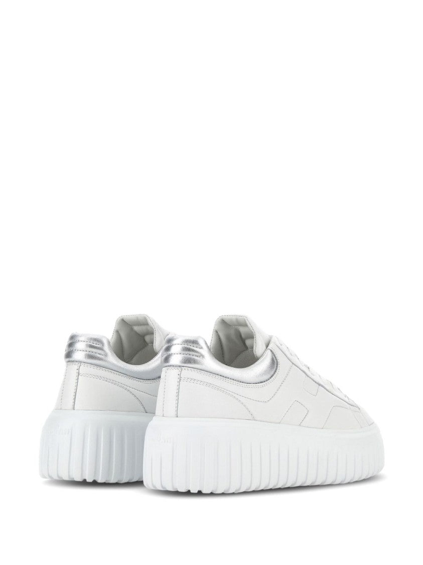 Hogan Lace-Up White Flats With Ridged Sole