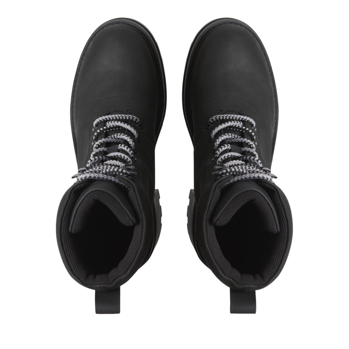 Calvin Klein Jeans Black Chunky Lace-Up Rugged Sole Leather Ankle Boots