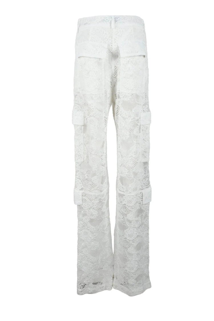 Msgm Cotton Polyamide Trousers - White