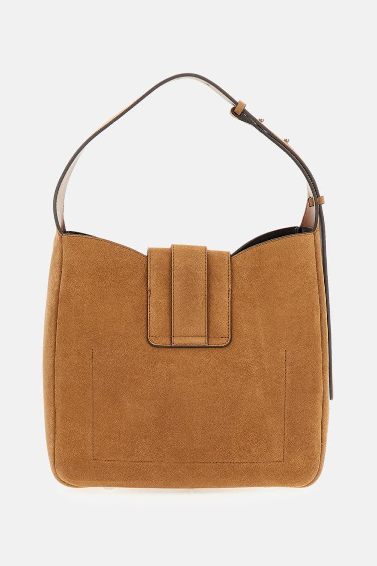 Hogan Premium Suede Leather Hobo Bag With Embossed Detail