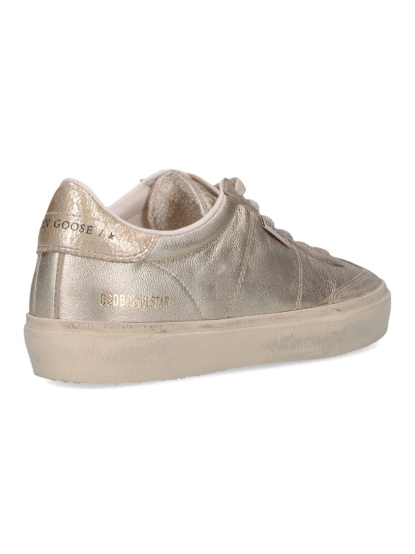Golden Goose Silver Soul-Star Metallic Goat Leather Sneakers