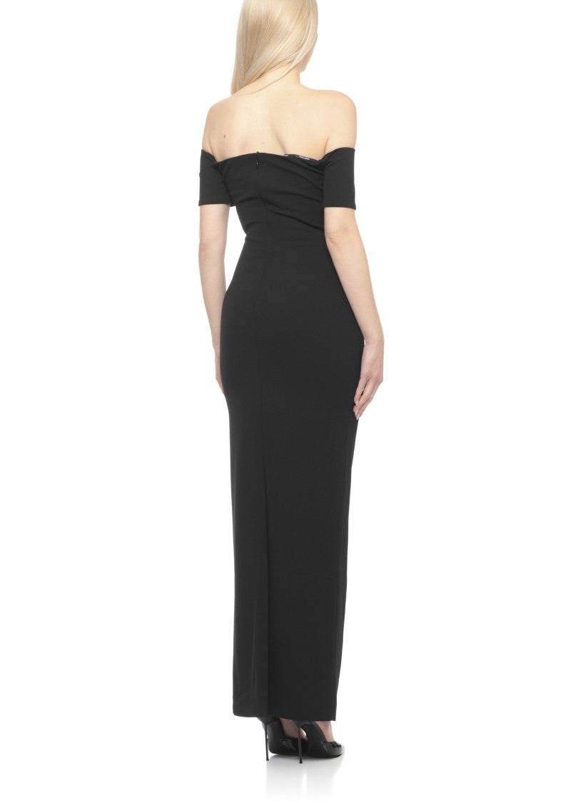 Solace London Nile Maxi Dress With Straight Neckline And Short Sleeves