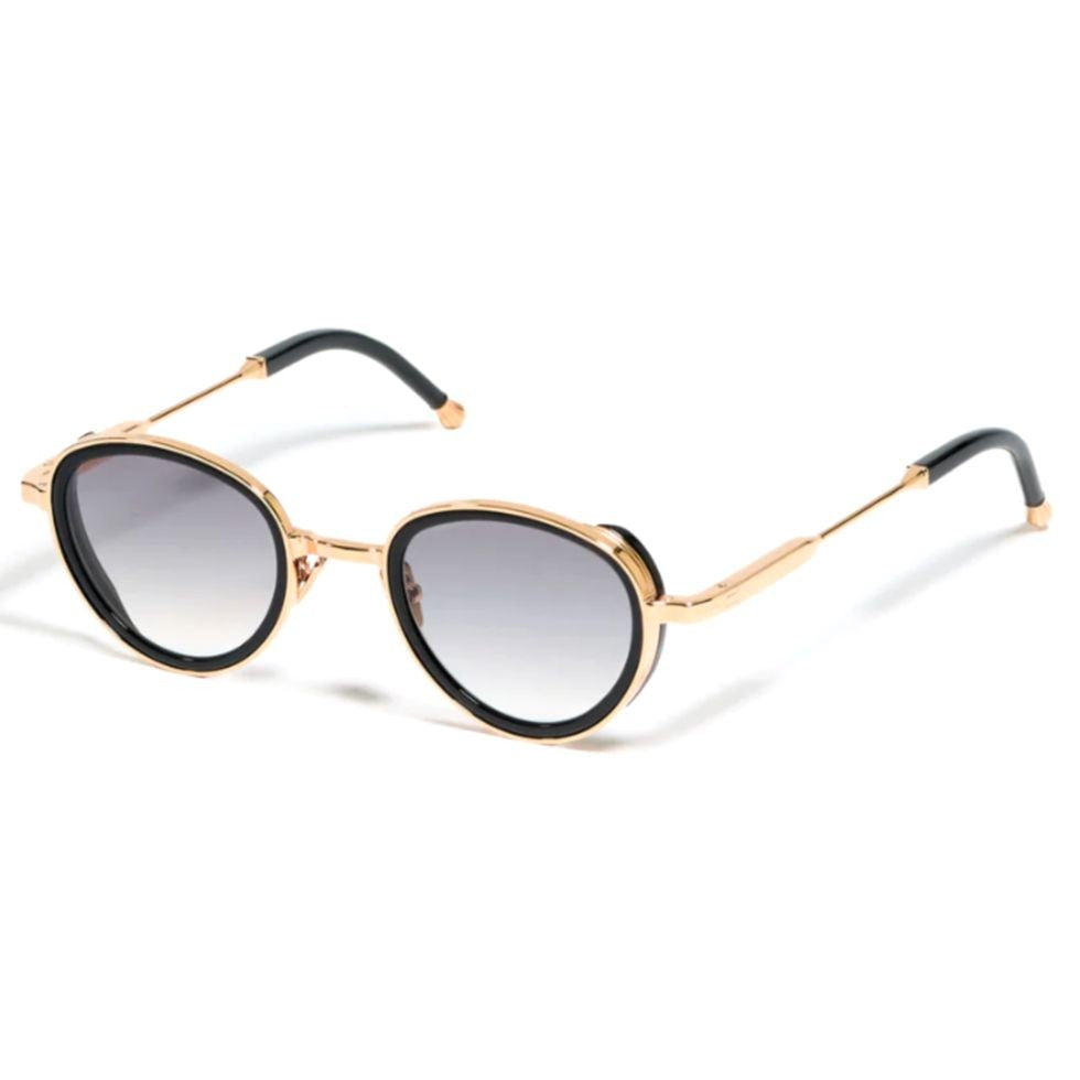 John Dalia Christian Round Gradient-Tint Sunglasses With Gold And Black Accents