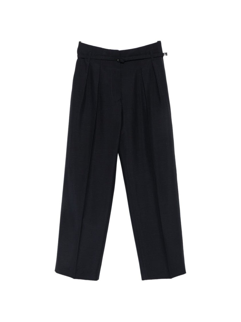 Prada Wide-Leg Tailored Front-Pleated Pants