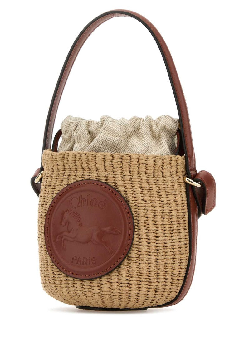 Chloé Raffia Horse Medal Bucket Bag