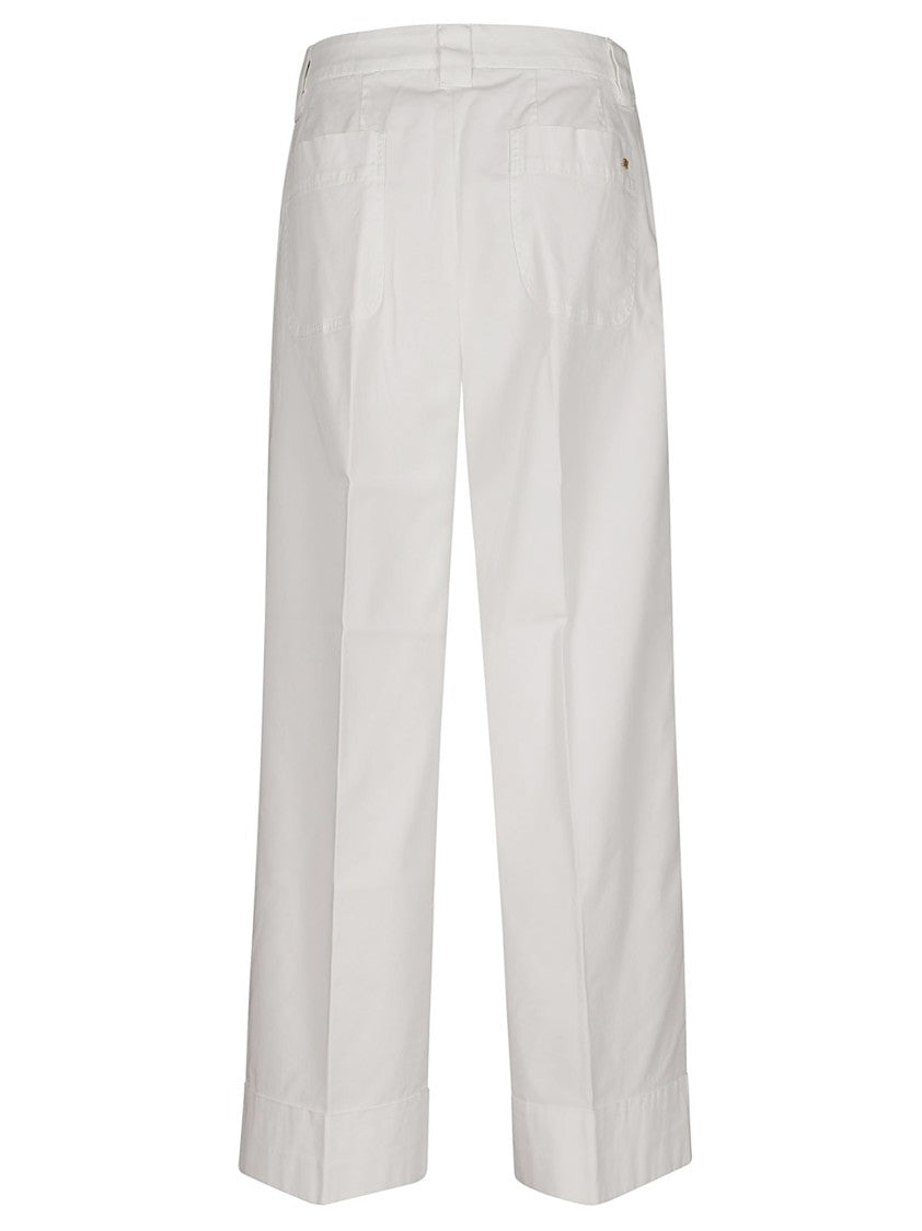 Mason's Cropped Chino Trousers With Button Closure And Cuffed Hems
