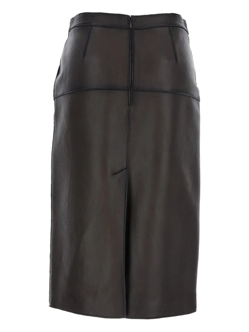 P.A.R.O.S.H. Black Lamb Leather Mini Skirt