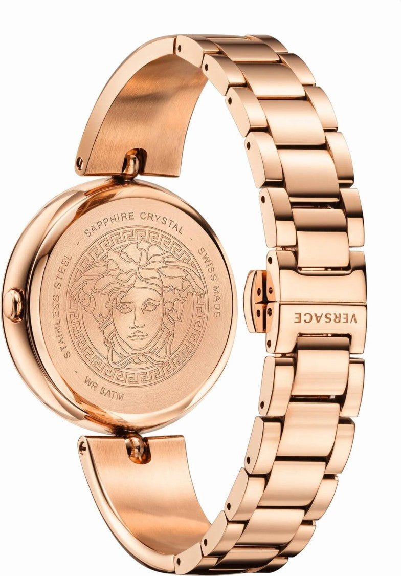 Versace Palazzo Empire Quartz Watch With Medusa Motif And Semi-Bangle Bracelet